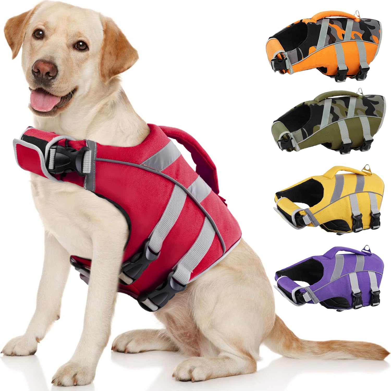 Kuoser Dog Life Jacket with Reflective Stripes