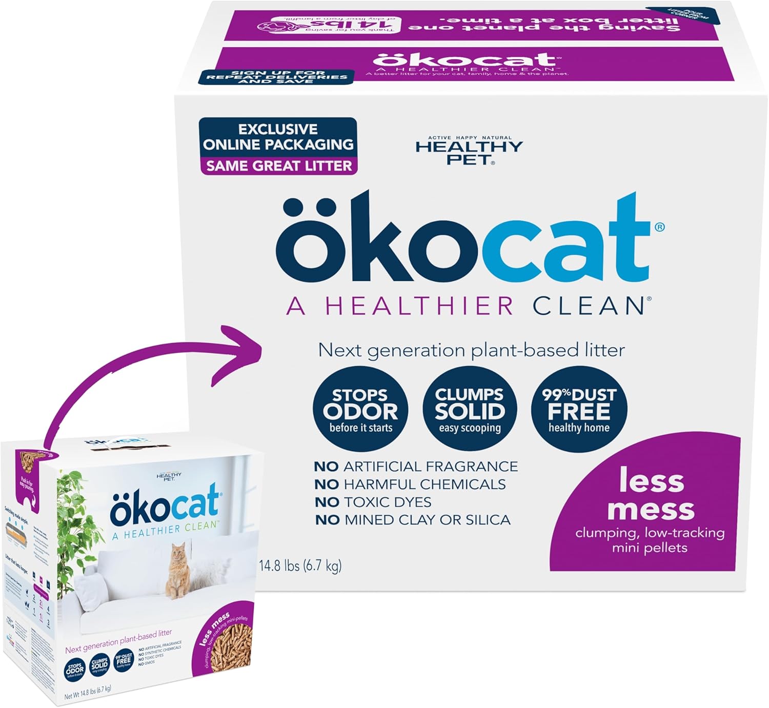 ökocat Less Mess Natural Wood Clumping Cat Litter