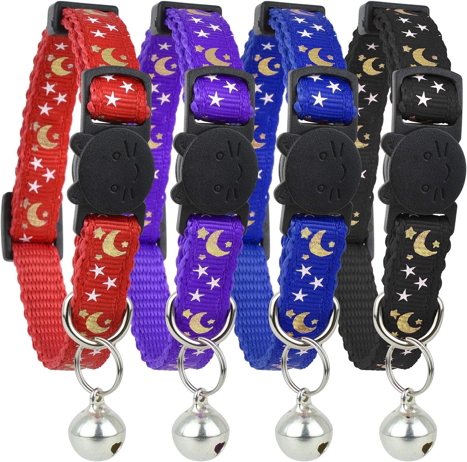 Cat Collar Stars and Moon 4-Pack