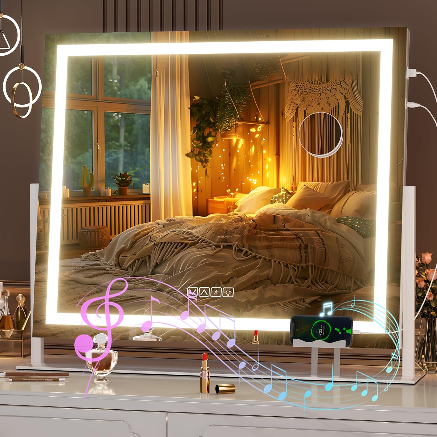 Hasipu Vanity Mirror with Lights and Bluetooth Speaker