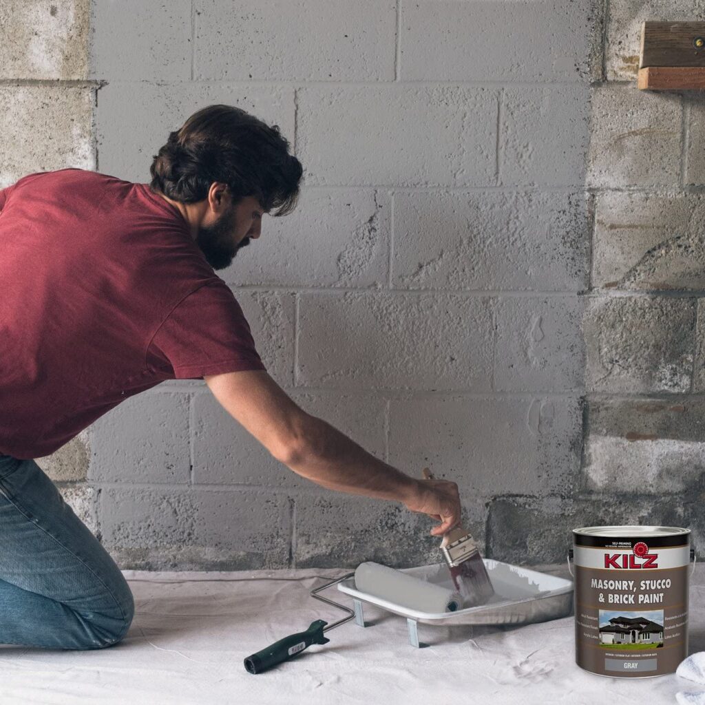 KILZ Interior Exterior Self-Priming Masonry, Stucco Brick Paint