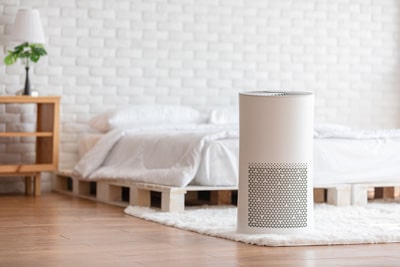 Air purifier in a bedroom