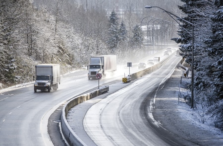 Roadway with black ice