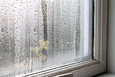 Condensation on a window inside a house