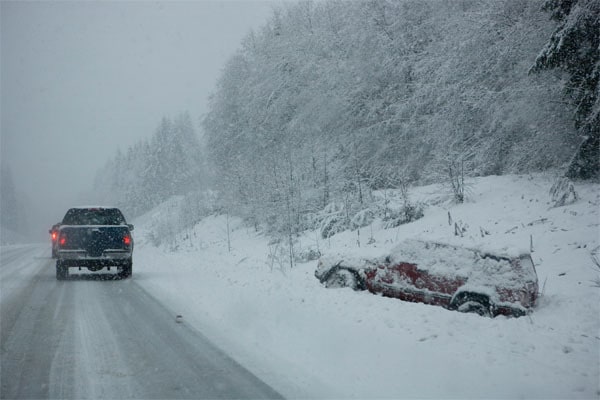 Cars in Blizzard Conditions