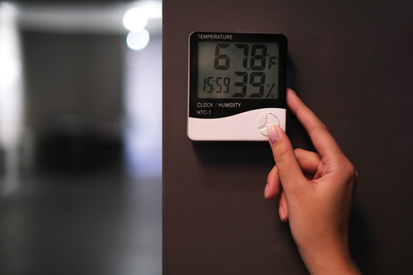 A hygrometer inside a home