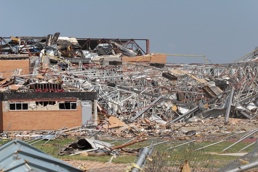 Damage to a school in Joplin from the EF5 tornado