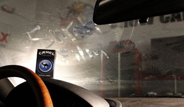 picture of dirty inside windshield