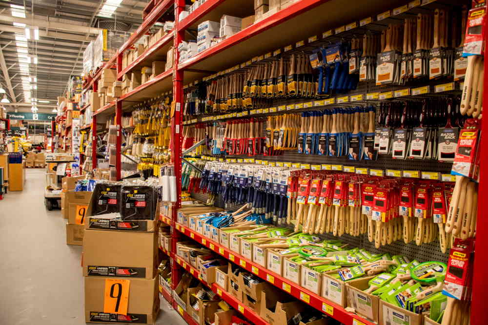 Shelf of paint brushes and tools