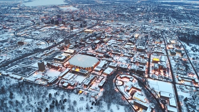 Syracuse, New York covered in snow