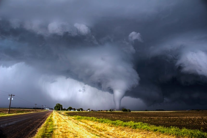 Tornado strike in a field