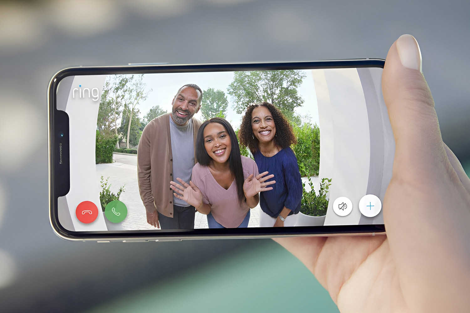 photo of people ringing a Ring Doorbell