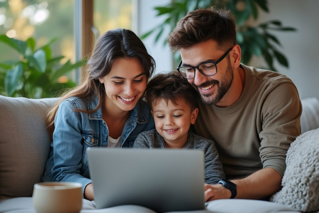 photo of a family using Breezeline internet