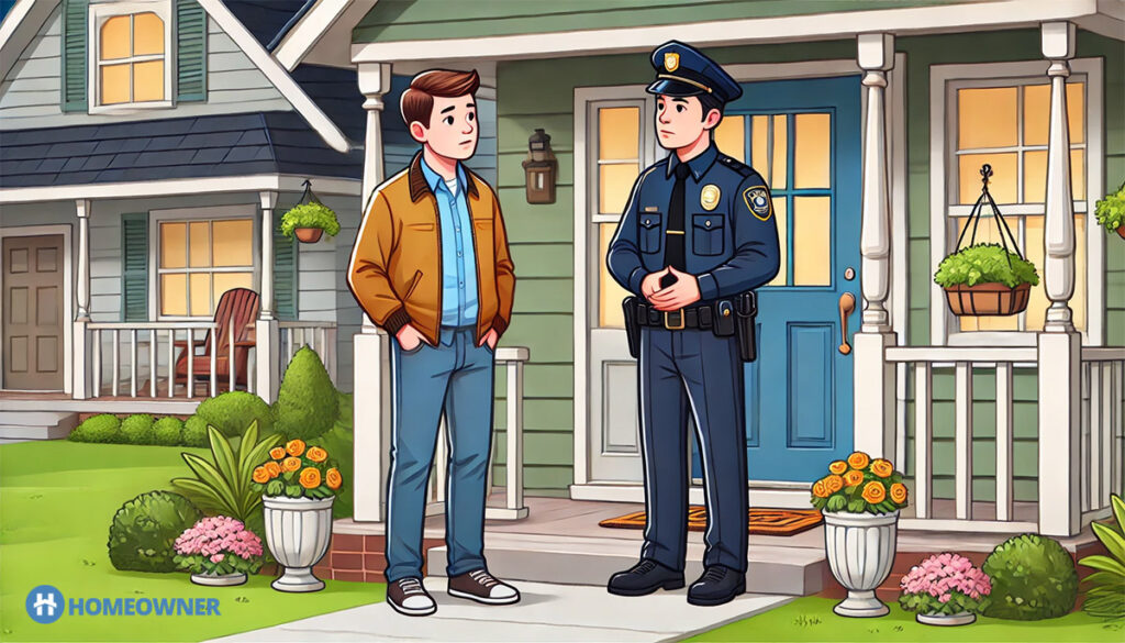 illustration of a man filing a police report