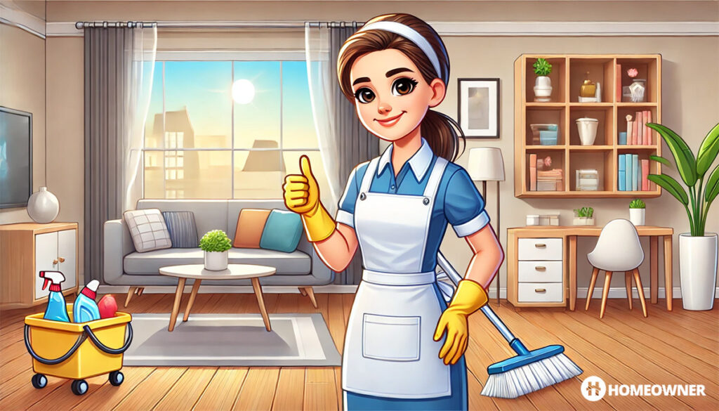 illustration of an honest house cleaner giving a thumbs up