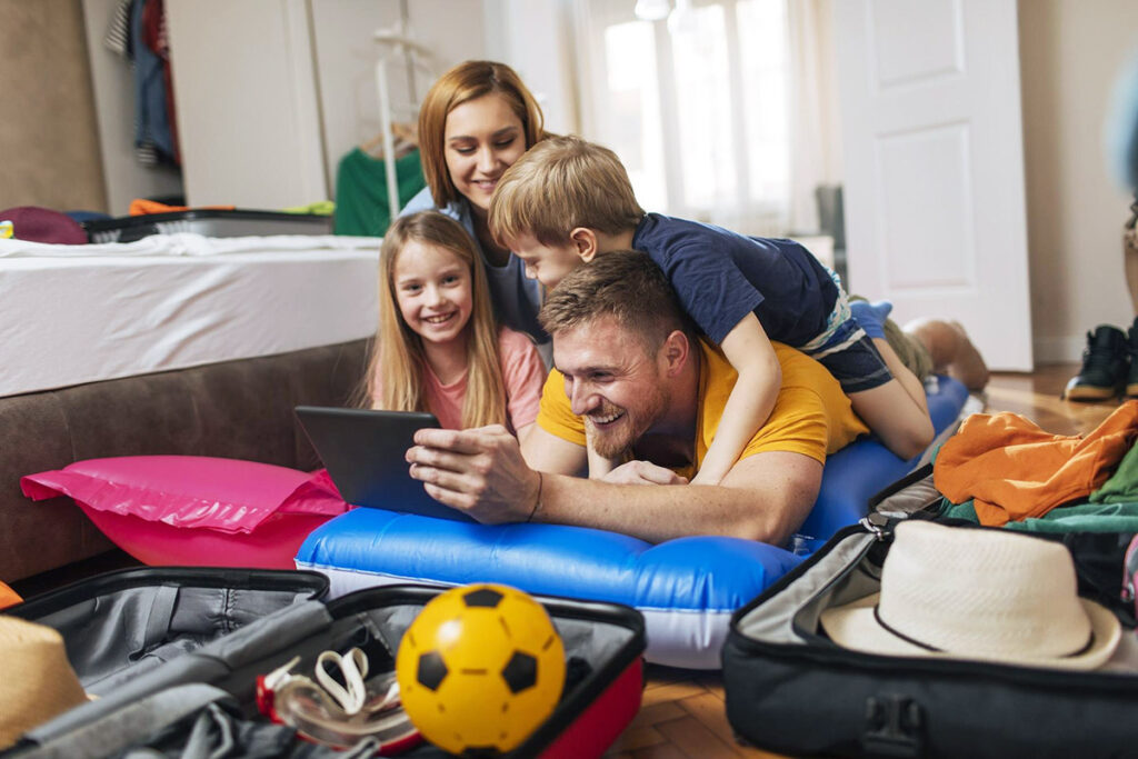 photo of a happy family enjoying Hughesnet Fusion satellite internet