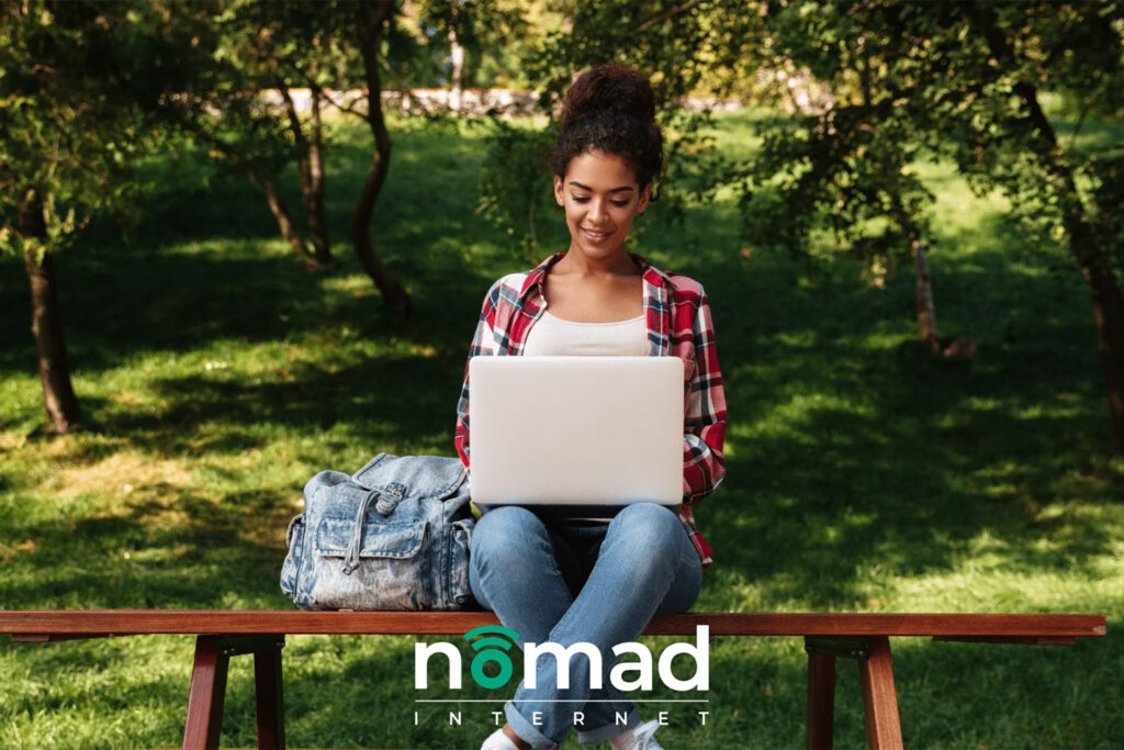 photo of a woman using Nomad Internet