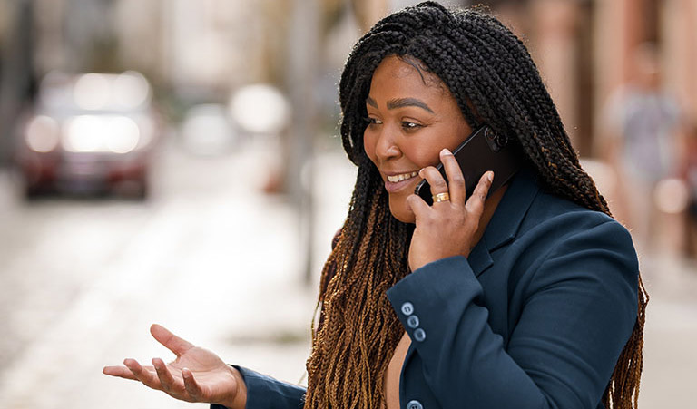 photo of a woman talking on her phone