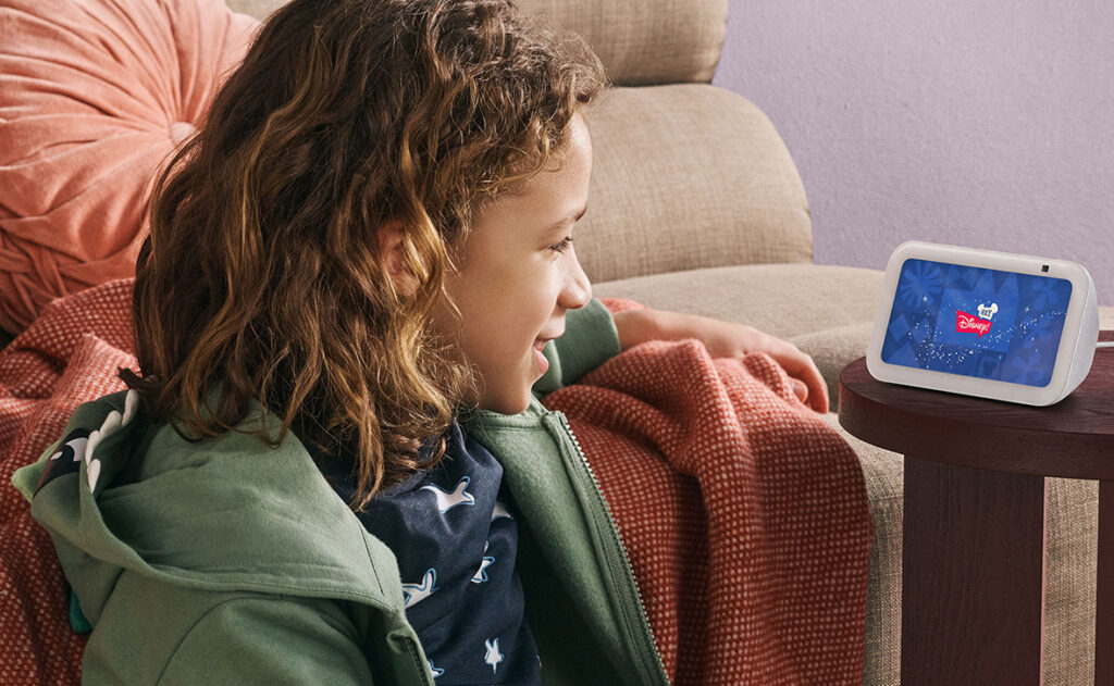 photo of a child using an Amazon Echo Show