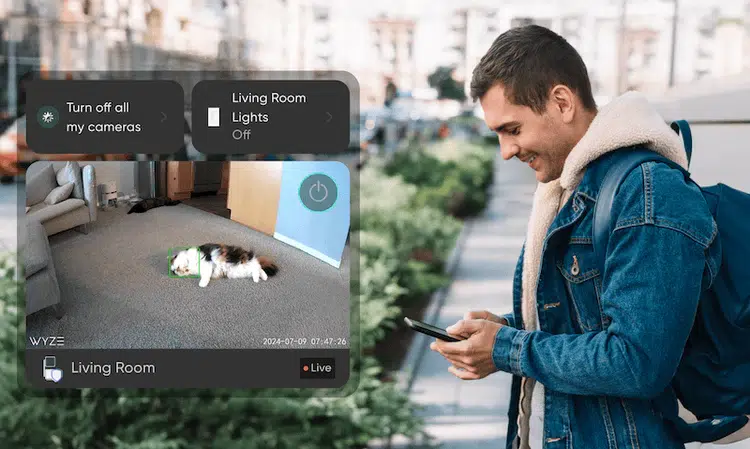 photo of a man using the Wyze app