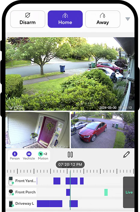 photo of the Wyze home monitoring app