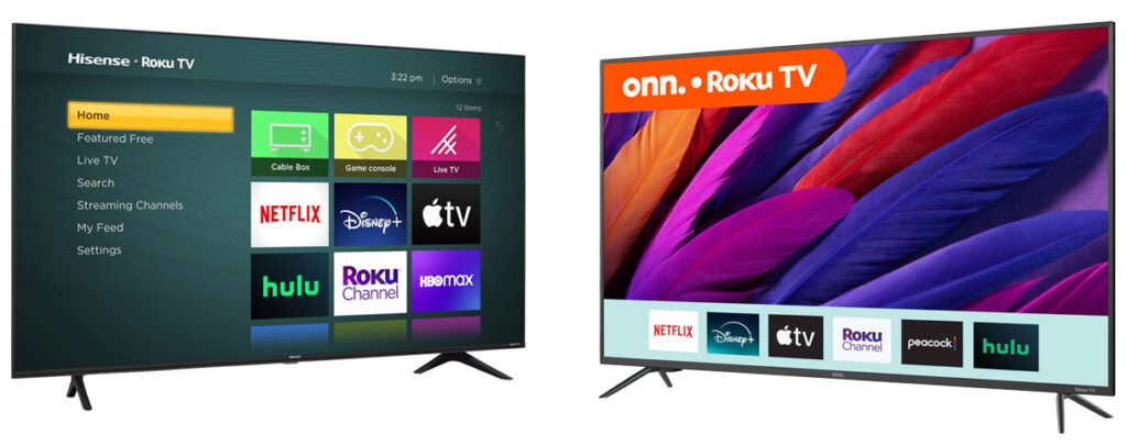 photo of Hisense and Onn televisions